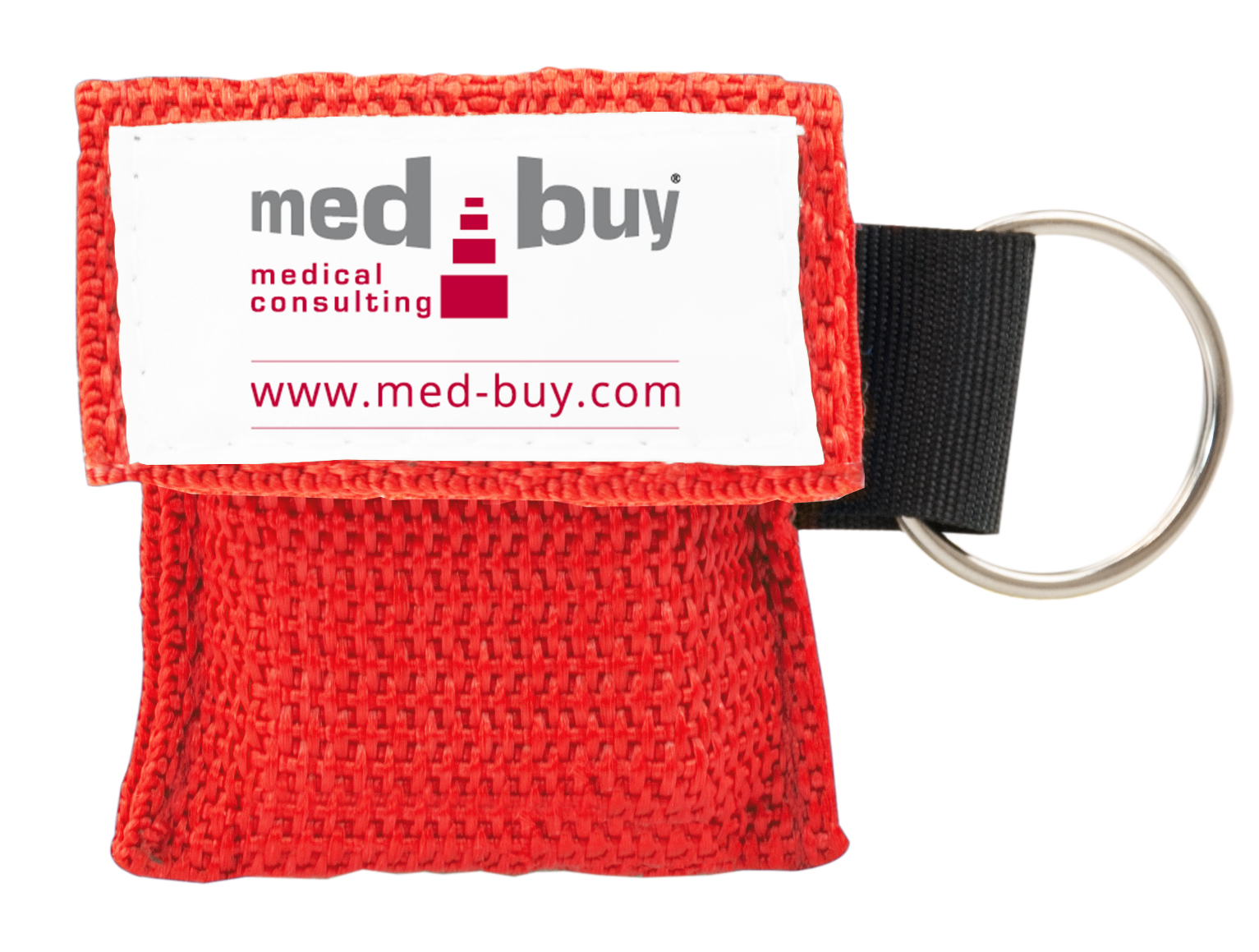 Einmalbeatmungstuch "medbuy" als Schlüsselanhänger, rot