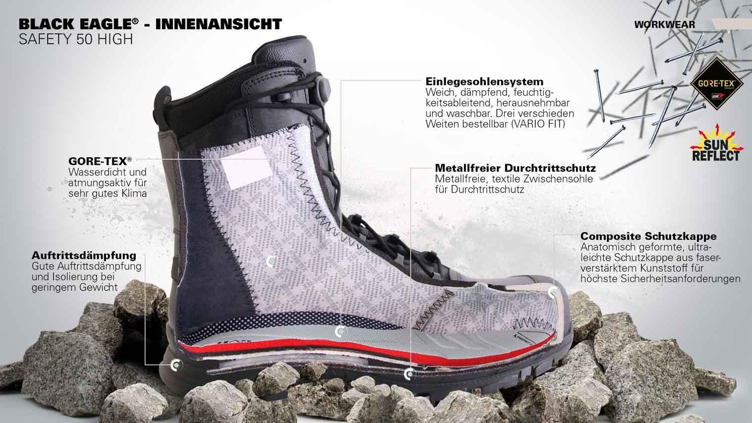 HAIX BLACK EAGLE Safety 50 high, Größe UK 10.0 / EU 45