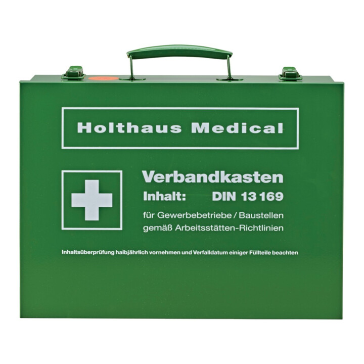 Betriebsverbandkasten nach DIN 13169, Erste-Hilfe-Koffer, Holthaus Medical, grün