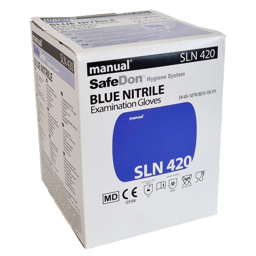 Einmalhandschuhe Manual SafeDon Blue Nitrile EG, puderfrei, Größe L, 250 Stück